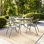 Flash Furniture Lila Glass Top Metal Table with 4 Stack Chairs, 31.5'' Square Silver (TH0732SQ017CSV4)~#|#~288761CB-FC47-435F-86130E6256393FFD_sc7