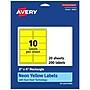 Avery Laser/Inkjet Multipurpose Rectangle Labels, 2" x 4", Neon Yellow, 200 Labels/Pack (94207)~#|#~2888916C-6F1D-4161-8D1D506600952328_sc7