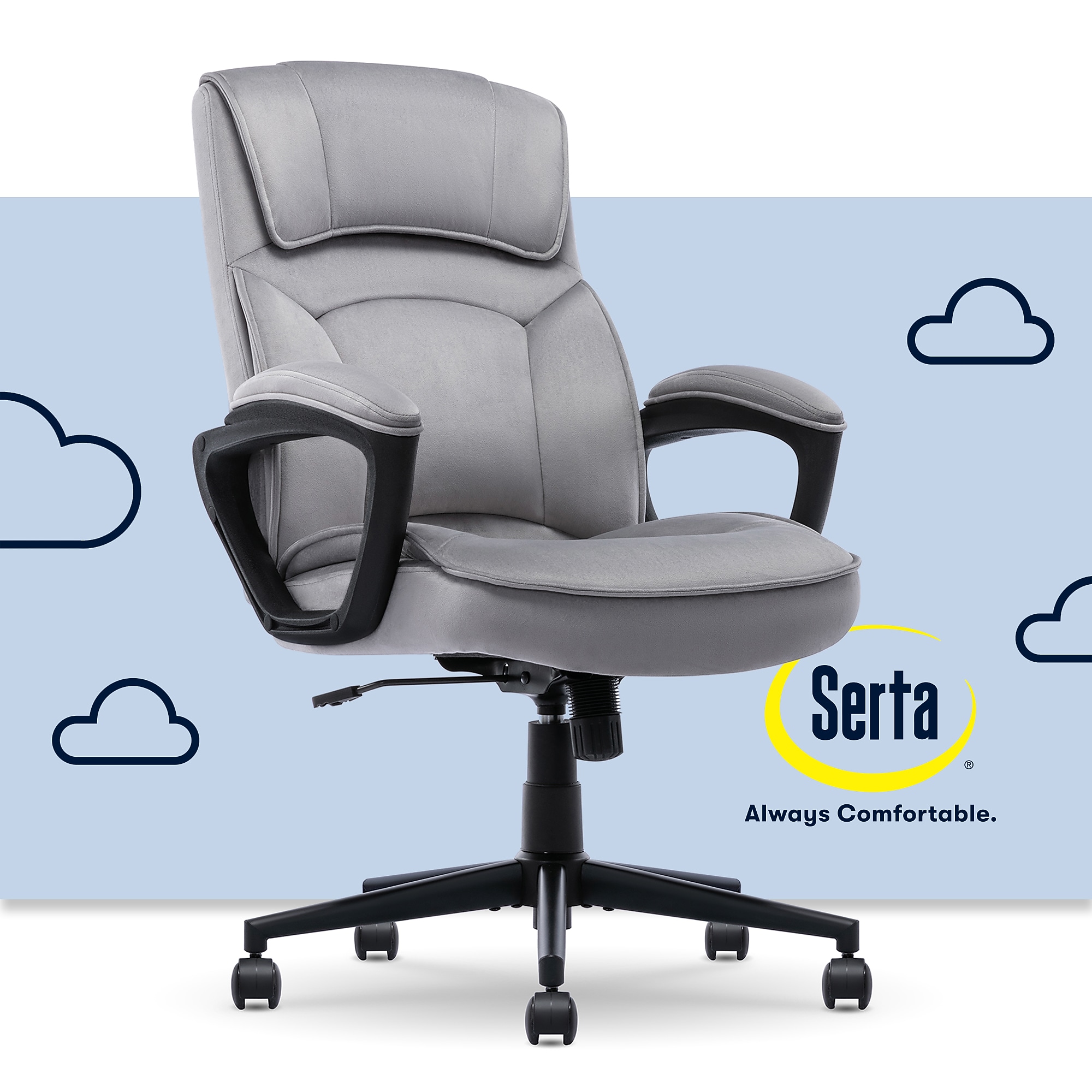 Serta Comfort Classic Ergonomic Velvet Fabric Swivel Executive Chair, Gray (CCHR10005A) Sansujyuku sansujyuku.com