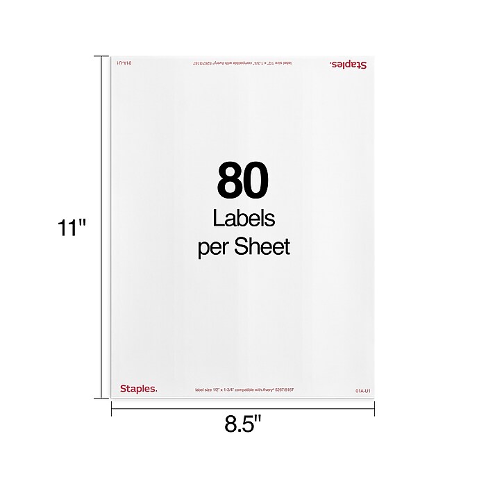 Staples Laser/Inkjet Address Labels, 1/2