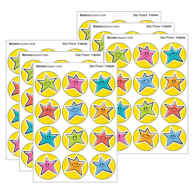 Trend Enterprises Star Power Banana scent Scratch 'n Sniff Stinky Stickers, Multicolored, 48/Pack, 6/Packs/Bundle (T-83444-6) image 1