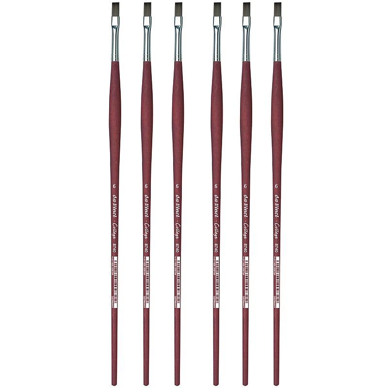 da Vinci COLLEGE Oil and Acrylic Synthetic Bristle, Flat Brush, 6/Bundle (DVXVA87406-6) image 1