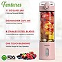 Brentwood 17-Oz. Portable Battery-Operated USB-Chargeable Glass Blender, Pink (RJB-100PK)~#|#~28A63A0A-2556-4879-94F938328911609D_sc7