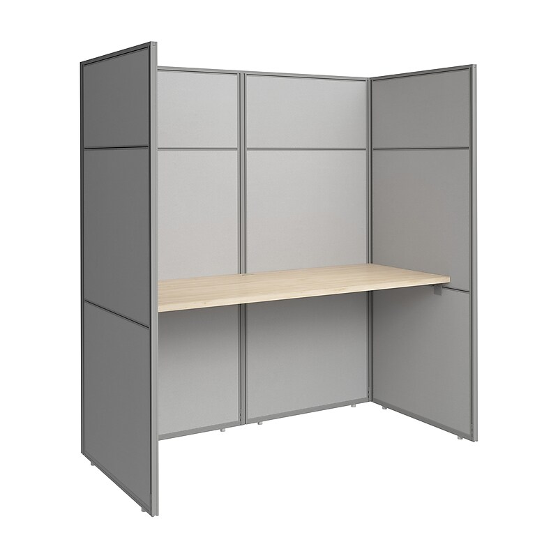 Bush Business Furniture Easy Office Cubicle Desk with Tall Panels, Natural Elm (EODH260NE-03K) image 1
