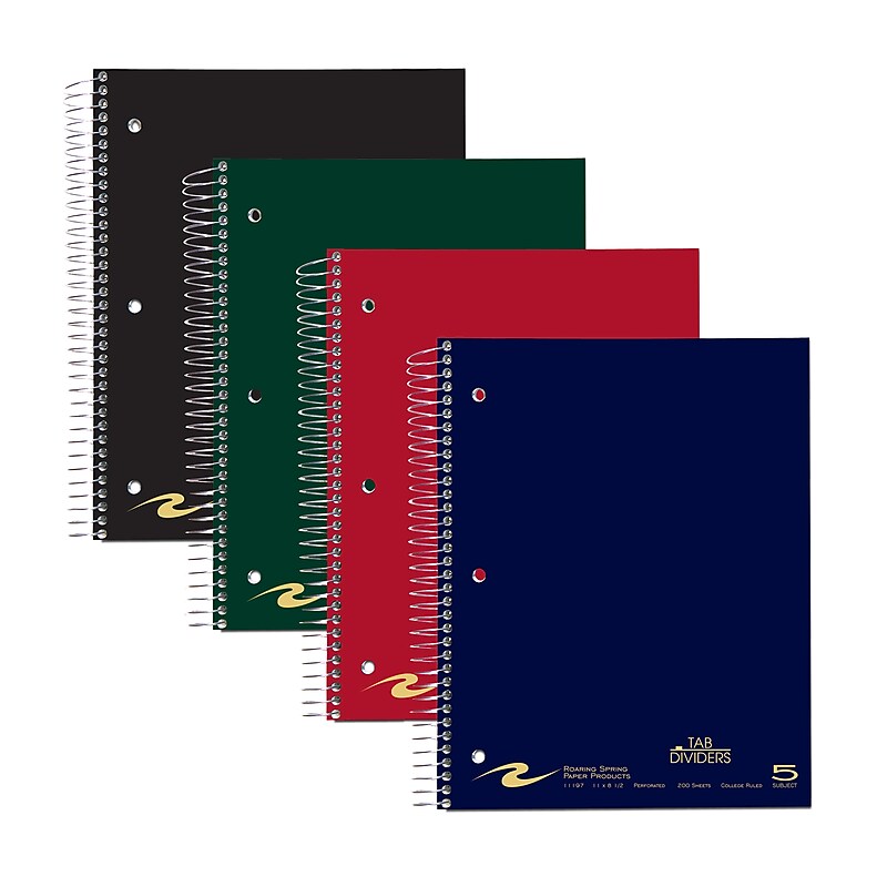 Staples 5-Subject Notebook, 8.5" x 11", College Ruled, 200 Sheets (11197) image 1