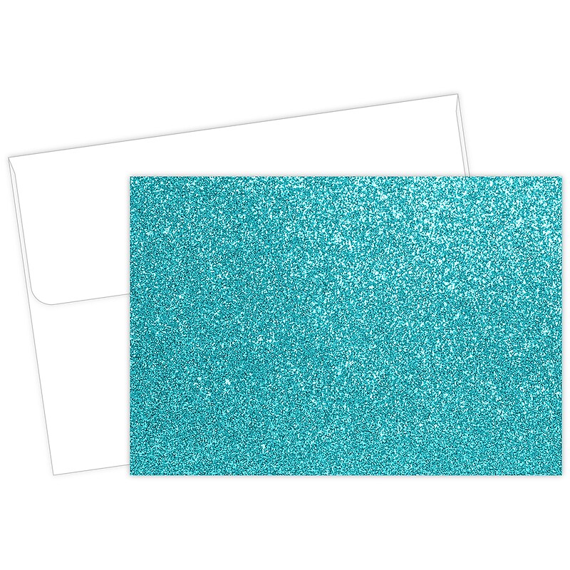 Great Papers! Teal Glitter Luster Personal Notecard, Blue, 15/Pack (2020025) image 1