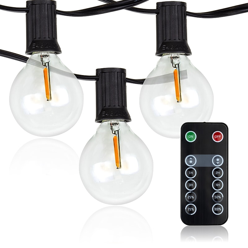 Newhouse Lighting Globe Party LED String Lights w/ Wireless Remote Dimmer, 50 ft., Black (PSTRINGLEDDIM) image 1