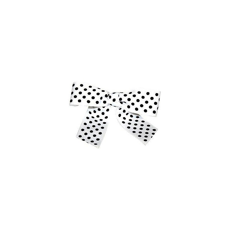 JAM Paper Ribbon Bows, White with Black Polka Dots, 100/Pack (52640349342) image 1