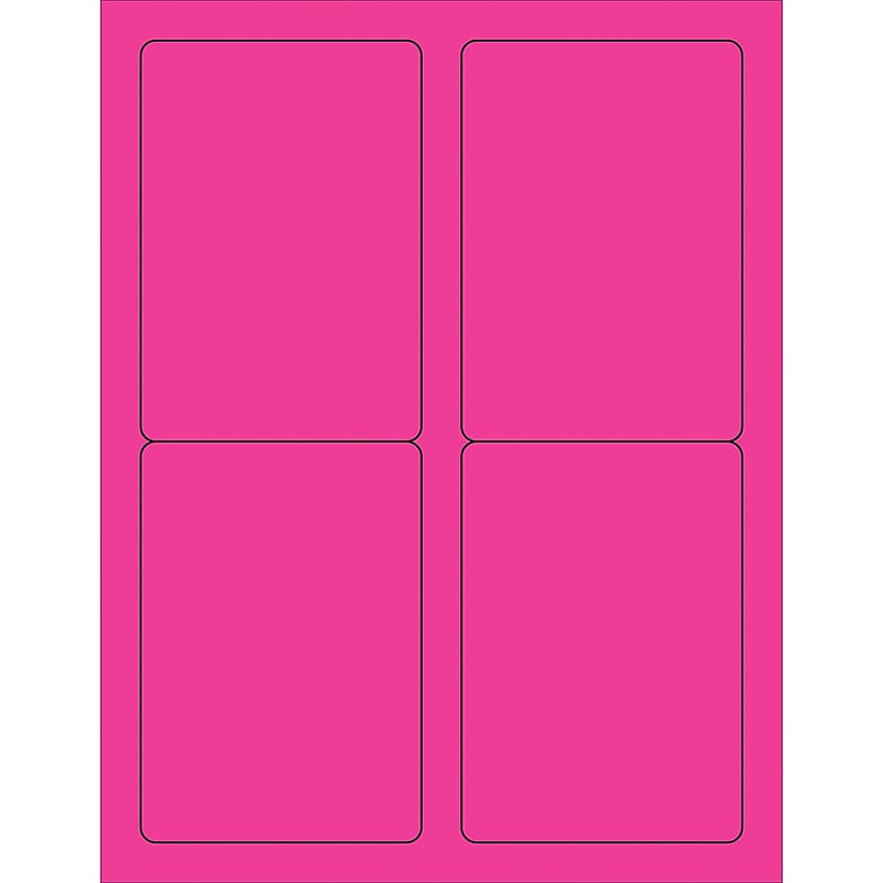 Tape Logic Rectangle Laser Labels, 3 1/2" x 5", Fluorescent Pink, 400/Case (LL176PK) image 1