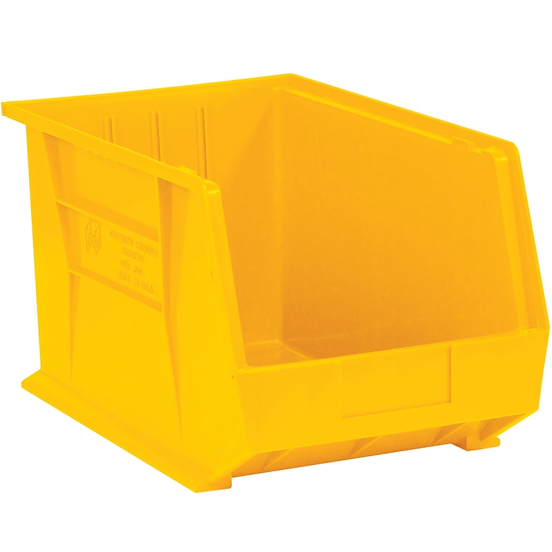 Large Stackable Plastic Storage Bin, 11" x 18"x 10", Yellow, 4/Carton (BINP1811Y) image 1