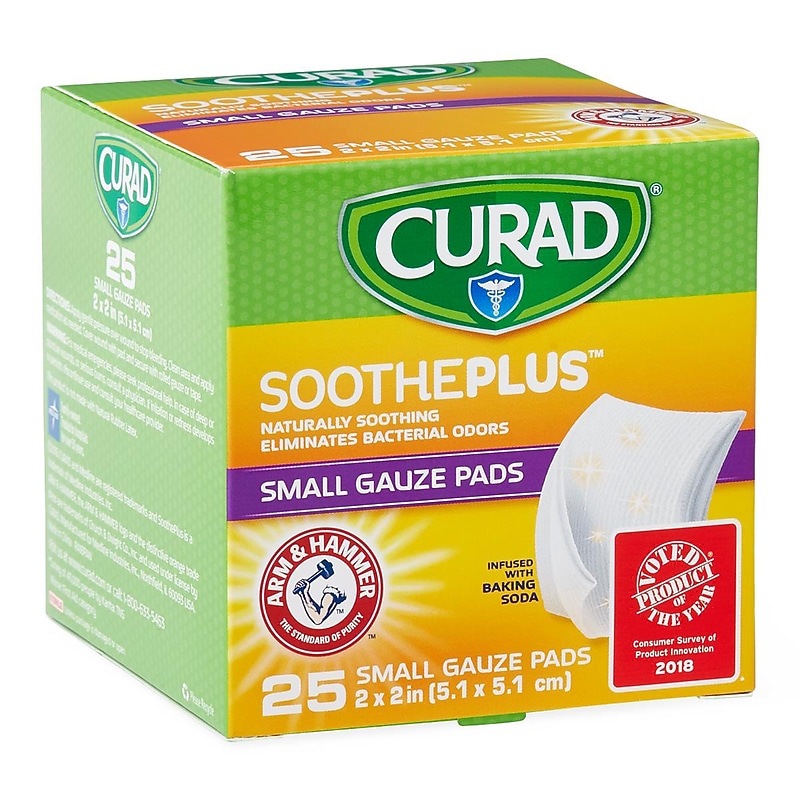 Curad 1-Ply Non-Adherent Non-Woven Gauze, 2" x 2", 25 Pads/Pack, 3 Packs/Carton (CUR202225AHZ) image 1