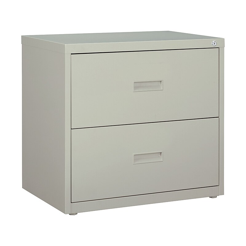 Hirsh HL1000 Series 2-Drawer Lateral File Cabinet, Letter/Legal Size, Lockable, 28"H x 30"W x 18.63"D, Light Gray (19439) image 1