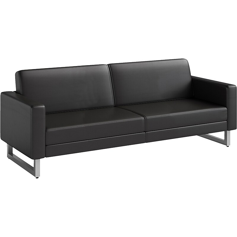 Safco Mirella 77" Vinyl Lounge Sofa, Black (1730MRL2SLVBL) image 1