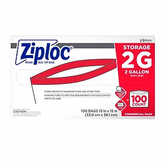 Ziploc Double Zipper Freezer Storage Bags, Gallon, 250 Bags/Carton