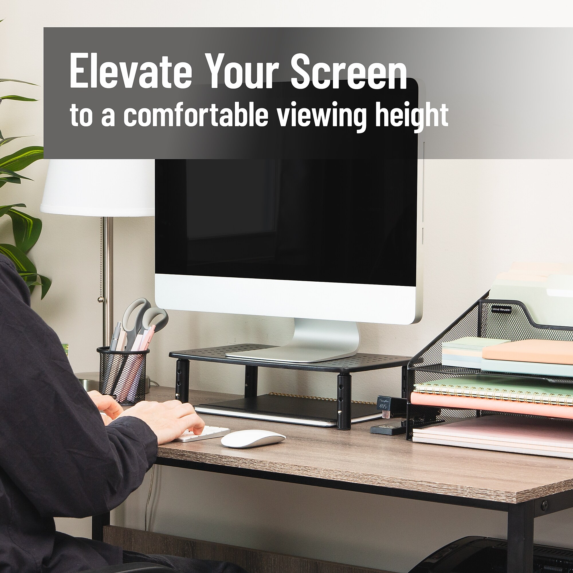 Mind Reader Ventilated Adjustable Monitor Stand, Up to 44 lbs., Black (4LEGMET-BLK) Sansujyuku sansujyuku.com