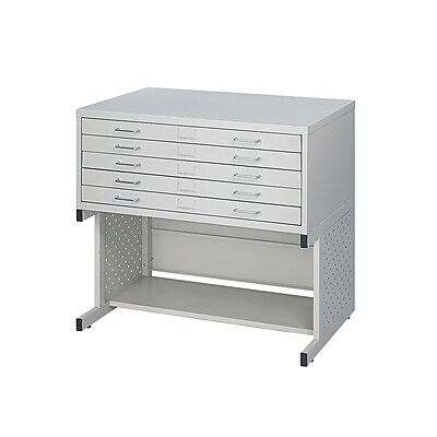 Safco Facil Steel Flat File High Base, Small, Light Gray