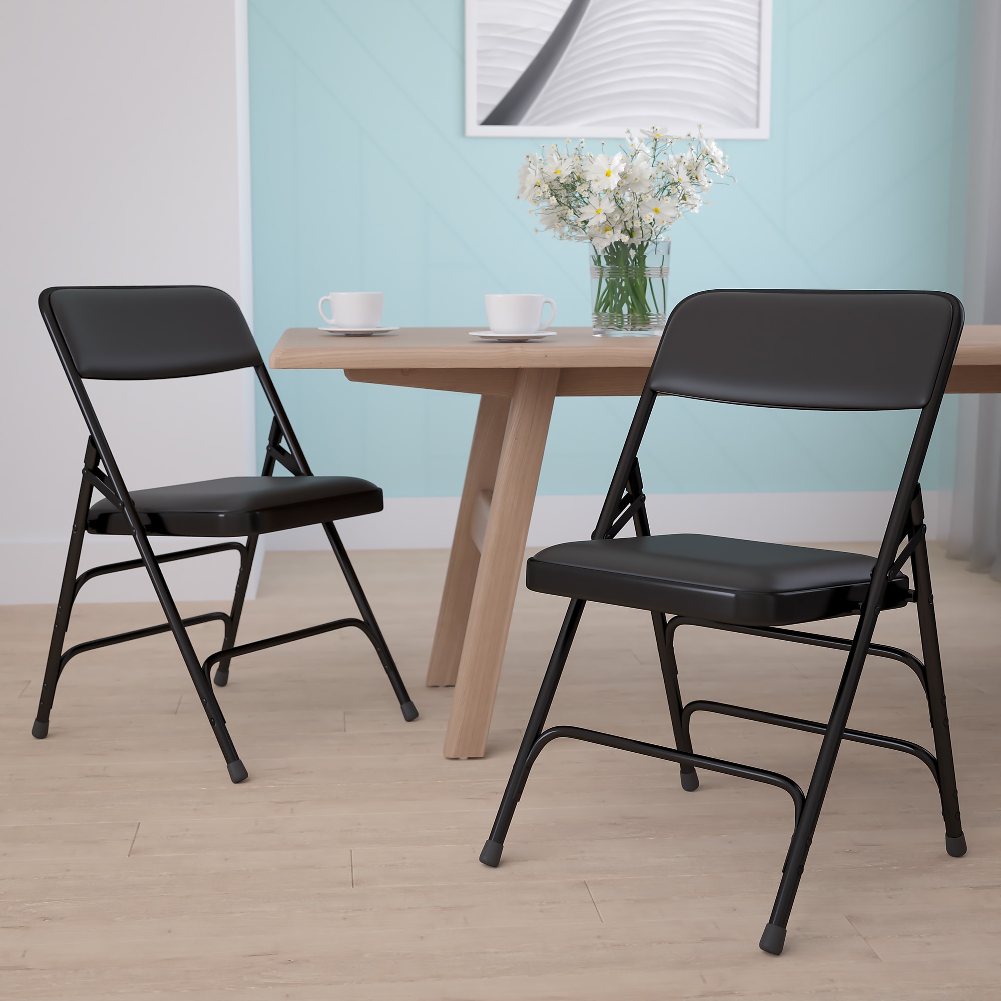 Flash Furniture HERCULES Series Vinyl/Metal Folding Chair, Black, 2/Pack (2HAMC309AVBK) Sansujyuku sansujyuku.com