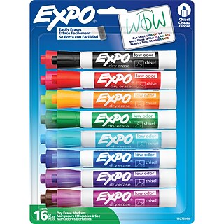 Expo Tank Dry Erase Marker, Chisel Tip, Assorted Colors, 12/Pack
