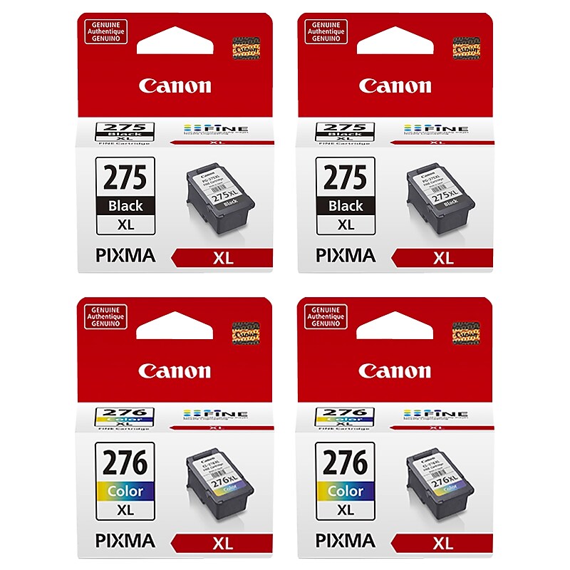 Canon 275XL/276XL Black/Tri-Color High Yield Ink Cartridge, 4/Pack (CAN27576H4PK-VB) image 1