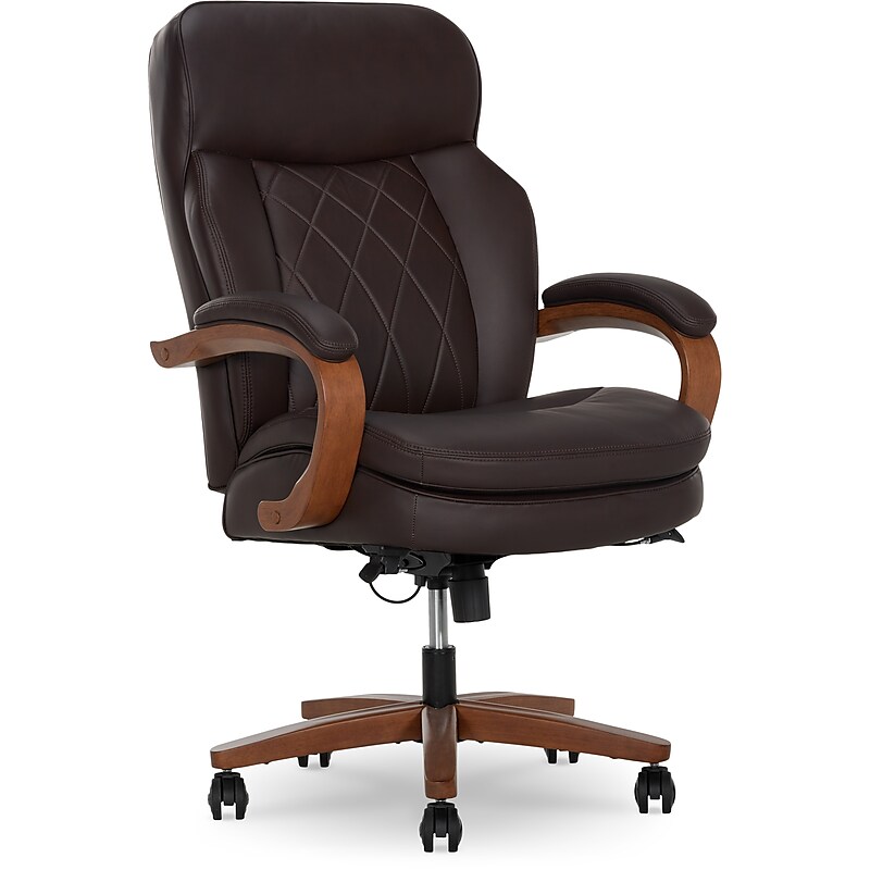 La-Z-Boy Colston Ergonomic Vegan Leather Swivel Executive Chair, Dark Brown (60120-DBRN) image 1