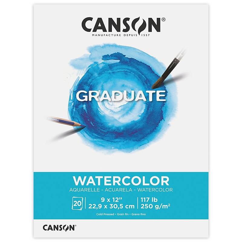 Canson Graduate 9" x 12" Watercolor Pad, 20 Sheets/Book, 3/Bundle (MCX525008003-3) image 1