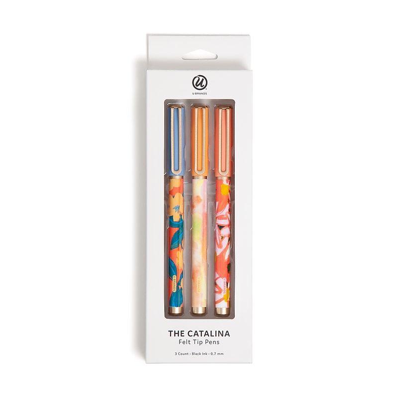 U Brands Catalina Pens Pen, Medium Point, 0.7mm, Black Ink, 3/Pack (7076U06-48) image 1