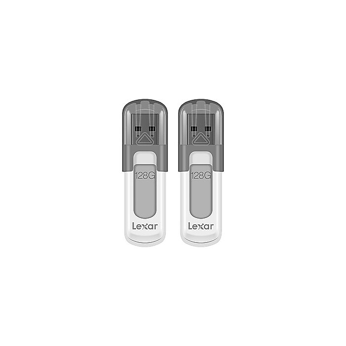 Lexar JumpDrive V100 128GB USB 3.0 Flash Drive, Gray, 2/Pack