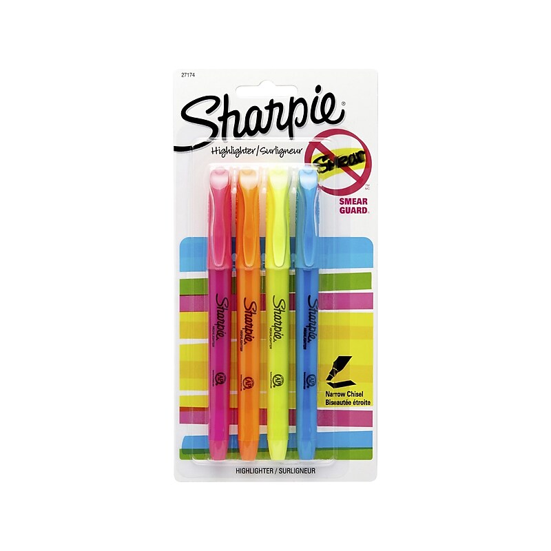 Sharpie Stick Highlighter, Chisel Tip, Assorted, 4/Pack (2102110) image 1