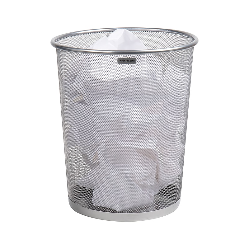 Mind Reader Metal Mesh Trash Can Without Lid, 4.4 Gallon, Silver (1CIRGA-SIL) image 1