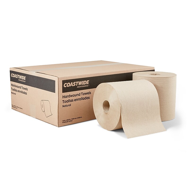 Coastwide Professional™ Recycled Hardwound Paper Towels, 1-ply, 800 ft./Roll, 6 Rolls/Carton (CW21812) image 1