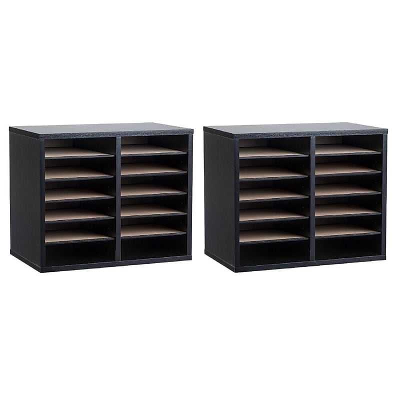 AdirOffice 500 Series 12 Compartment Literature Organizers, 20" x 11.8", Black, 2/Pack (500-12-BLK-2PK) image 1