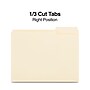 Staples 30% Recycled File Folders, 1/3-Cut Tab, Right Position, Letter Size, Manila, 100/Box (ST116822/116822)~#|#~29371B72-EF5C-4FCD-BB717C57CC6E7EAC_sc7