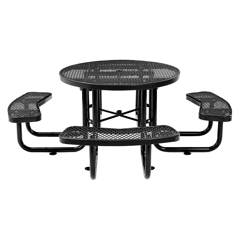 Global Industrial 46" Round Picnic Table, Expanded Metal, Black (277150BK) image 1