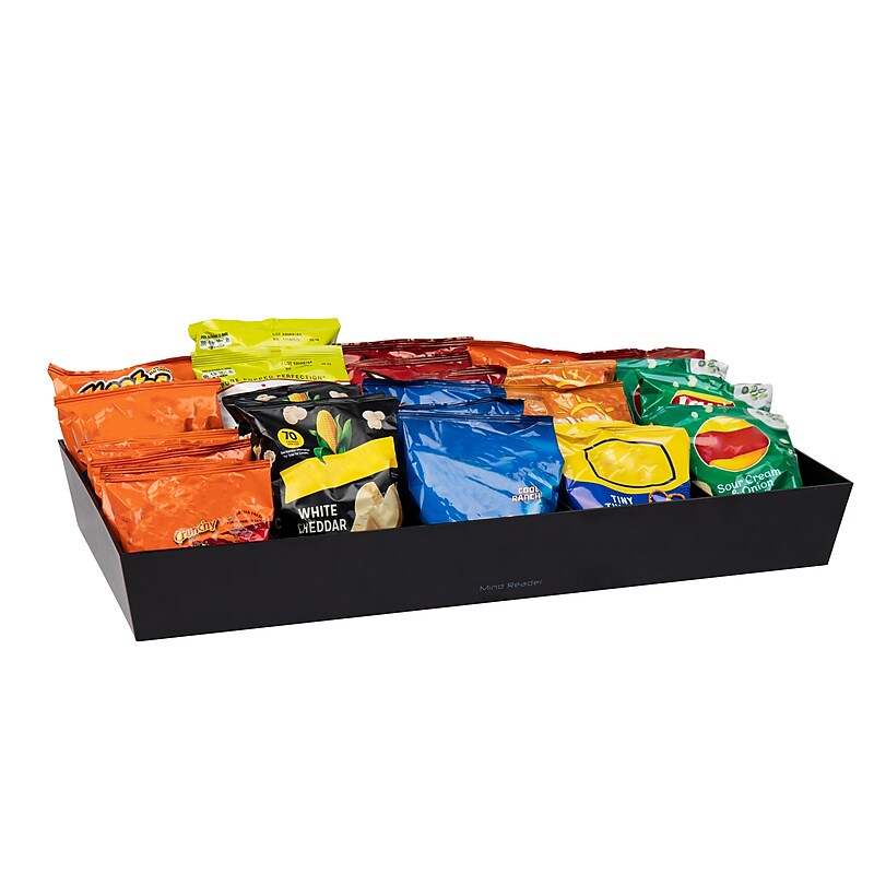 Mind Reader Plastic Snack Tray Countertop Organizer Condiment Holder, Black (SNACKORGT-BLK) image 1