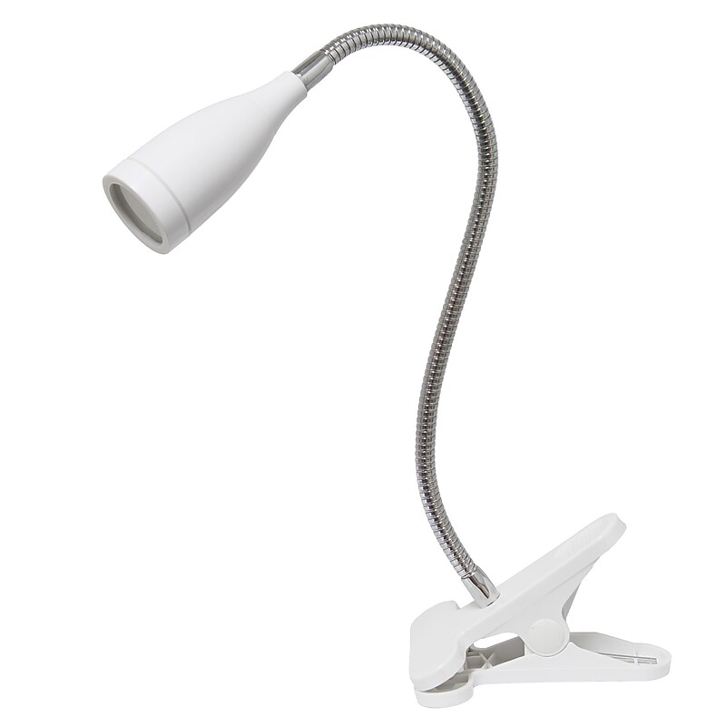 Simple Designs Flexible Gooseneck LED Clip Light Desk Lamp, 17.25", White (LD2005-WHT) image 1