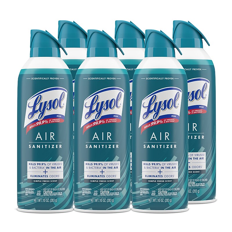 Lysol Air Sanitizer Spray, Simple Fresh Scent, 10 oz., 6/Carton (19200-99350CT) image 1