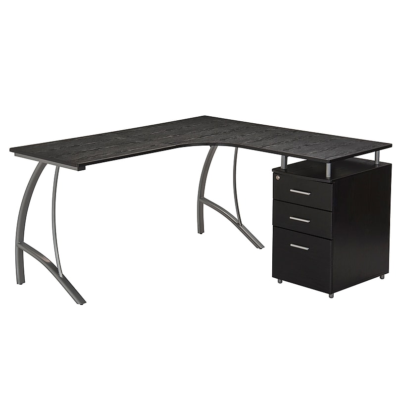Techni Mobili Modern L-Shaped Computer Desk with File Cabinet, Espresso (RTA-4804L-ES) image 1