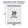 Avery Laser/Inkjet Circle  Waterproof Multipurpose Labels, 1.6667"  Dia, White, 200/Pack (94508)~#|#~295DC543-C392-428E-ABEBB06815B9A068_sc7