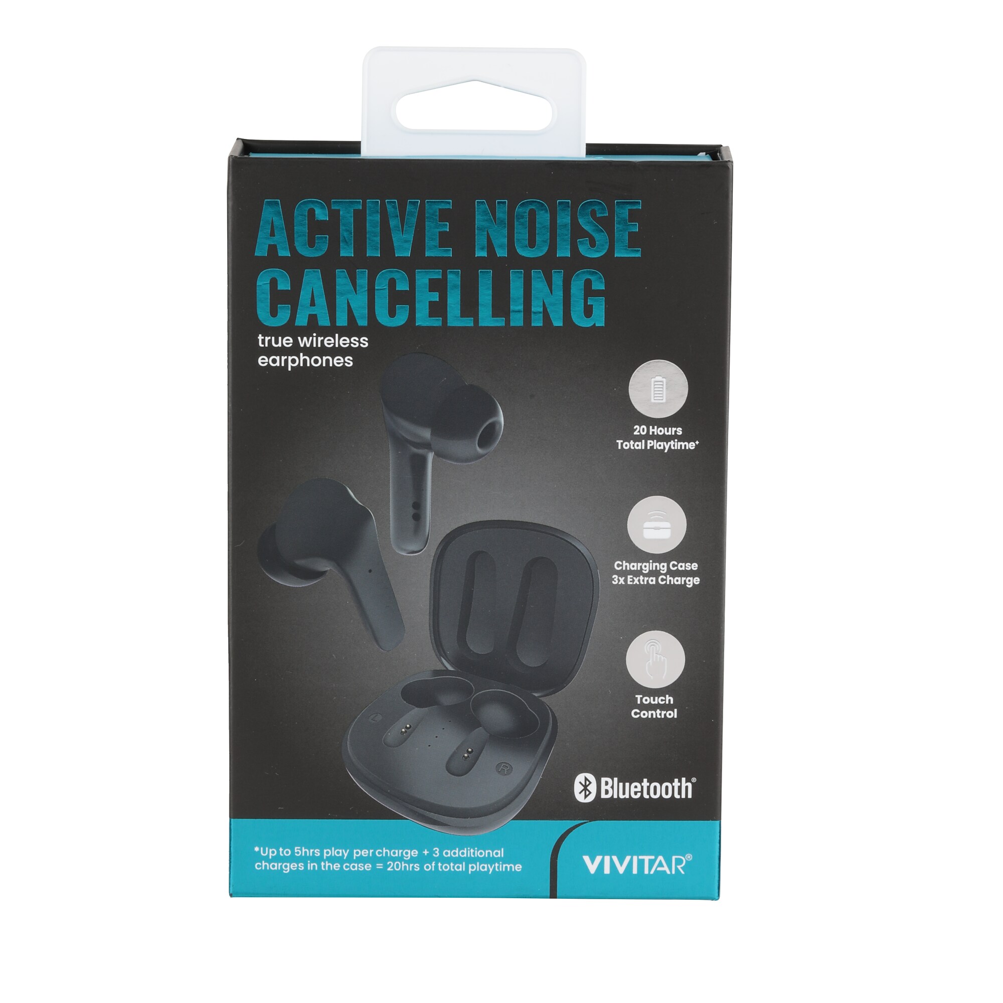 Vivitar Wireless Active Noise Canceling Earbuds, Bluetooth, Black (STP2100-BLK-T35-12) Sansujyuku sansujyuku.com