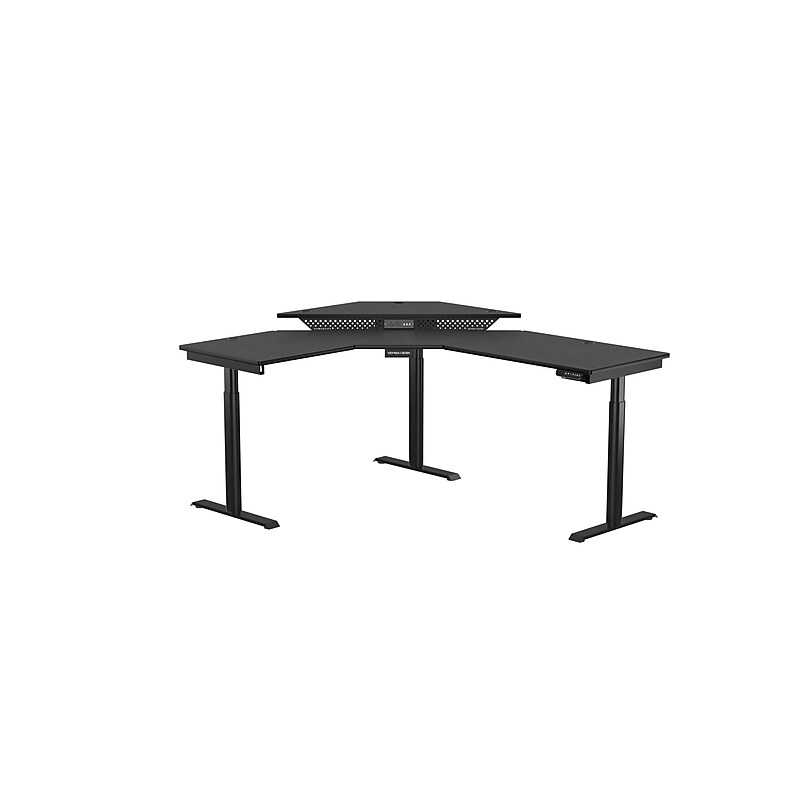 VersaDesk PowerLift 72"W Electric Corner Adjustable Standing Desk, Black (PLCSD6072-BB-APP) image 1