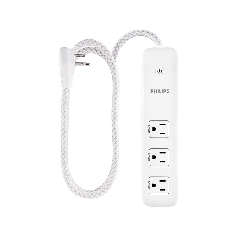 Philips 4' Extension Cord, 3-Outlet, White (SPC9034WB/37) image 1
