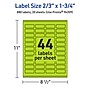 Avery Rectangle Multipurpose Labels, 2/3" x 1-3/4", Bright Green, 880/Pack (94209)~#|#~2965C03A-F1AC-49BA-9DCA444FAEADD214_sc7
