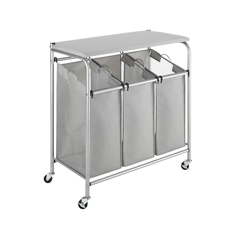 Whitmor 3-Section Rolling Laundry Sorter, Metal, Gray (6705-7885-BB) image 1
