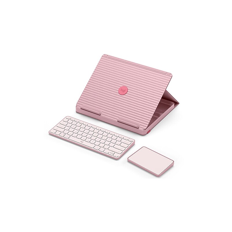 Logitech 4.41" x 11.02" Plastic Adjustable Casa Pop-Up Desk Work From Home Kit with Laptop Stand, Bohemian Blush ( 920-011237 ) image 1