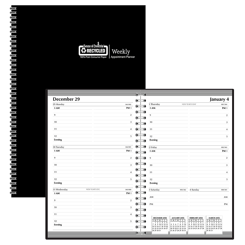 2026 House of Doolittle 5" x 8" Calendar Year Weekly Appointment Book, Faux Leather Cover, Black (27802-26) image 1