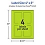 Avery Laser/Inkjet Multipurpose Rectangle Labels, 4" x 3", Bright Green, 40/Pack (94252)~#|#~297202C8-AB6E-4654-9F2A7CA263089DD1_sc7