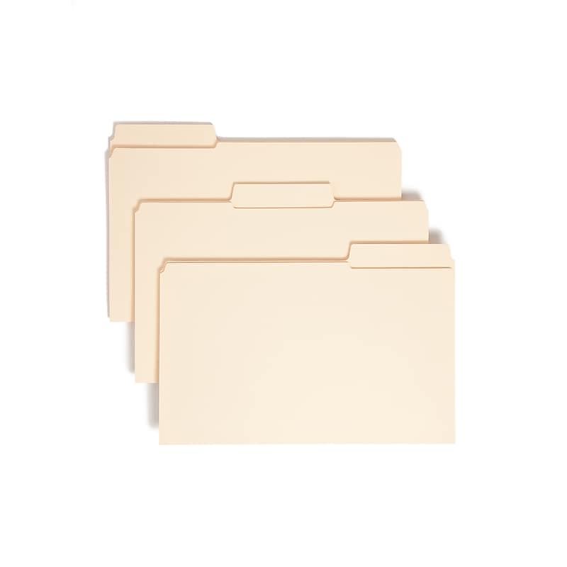 Smead SuperTab Reinforced File Folder, 3 Tab, Legal Size, Manila, 100/Box (15395) image 1