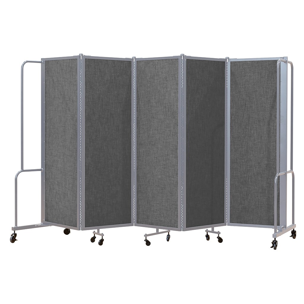 Five-panel foldable room divider with wheels