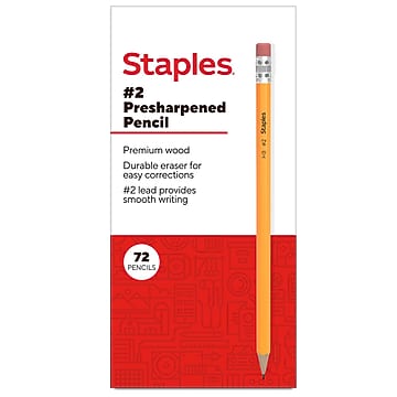 Staples Pre-Sharpened Wooden Pencil, 2.2mm, #2 Medium Lead, 48