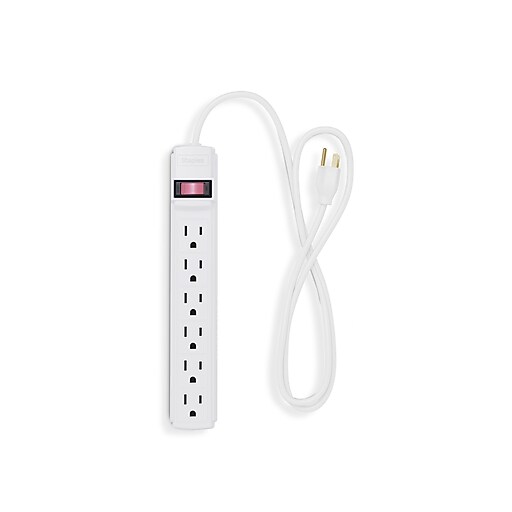 Staples 3' Cord 6Outlet Power Strip, White (22147) Staples